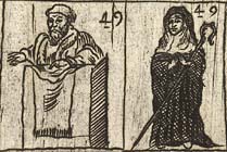 Minister in pulpit; Lady abbess