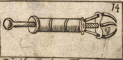 Griffon's foot; Curling pipe; Curling stick; Periwig thimble; Fontanel; Iron to burn a fontanel