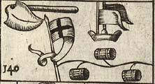Deep turf spade; Pennons; Pennons; Powder train & barrels